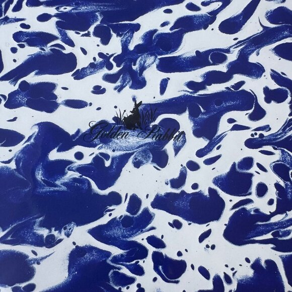 GOLDEN RABBIT 2.5 Quart Dutch Oven Blue Cobalt Swirl Enamel Stock Pot & Lid NEW - Picture 4 of 6